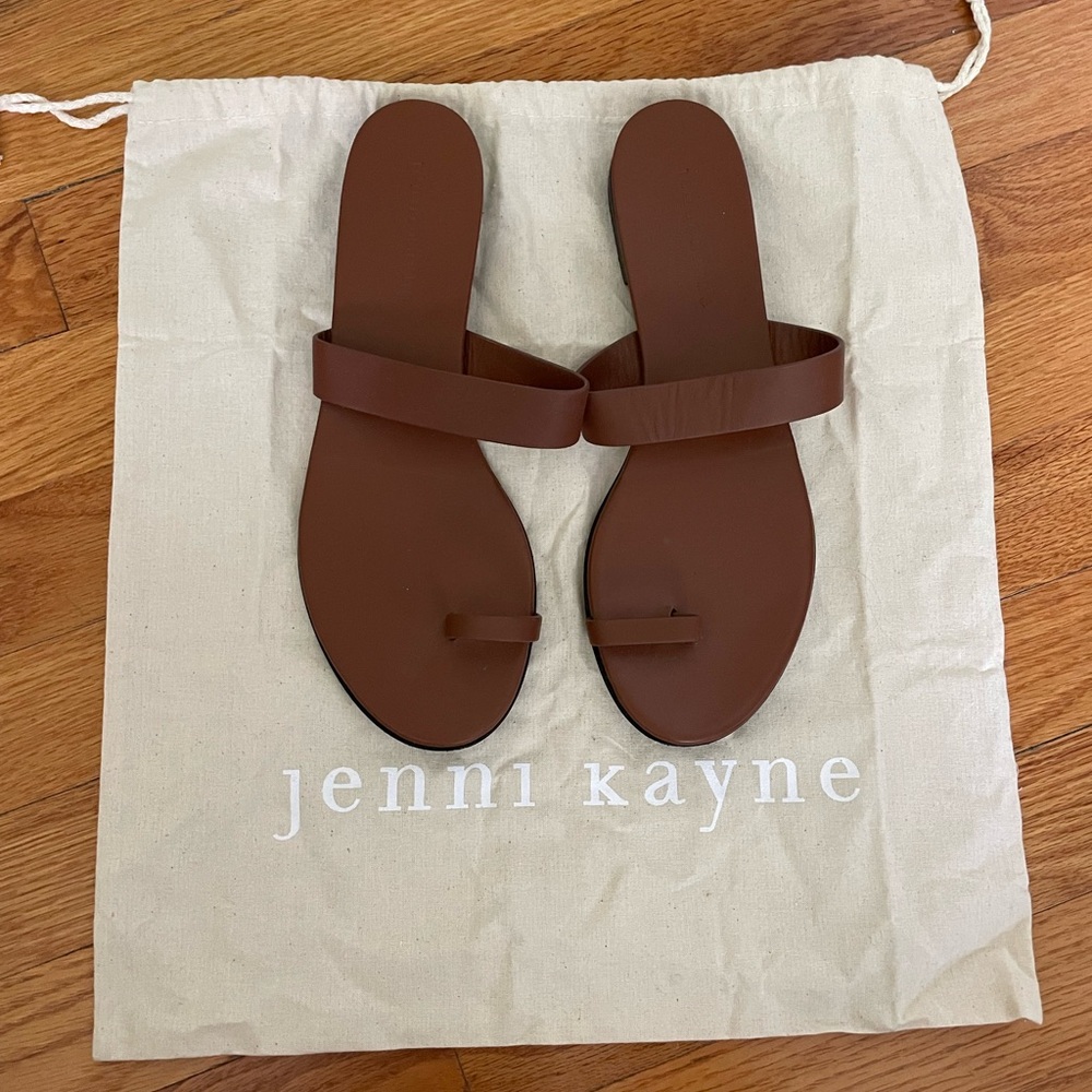 Jenni Kayne Leather Strap Sandal in Saddle Brown, size 38